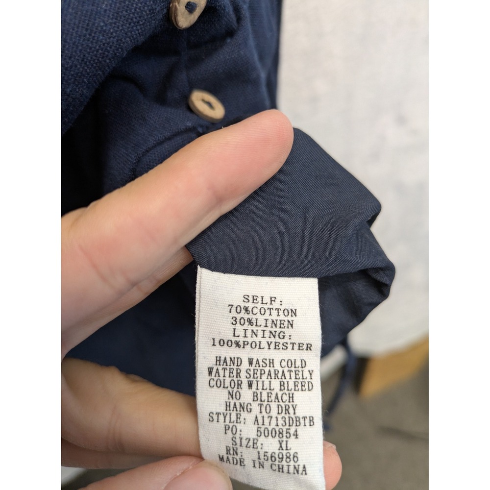 Baltic‎ Born Dress L Linen Blend Navy Blue Button Down Midi Shirt Dress Casual - Picture 9 of 11